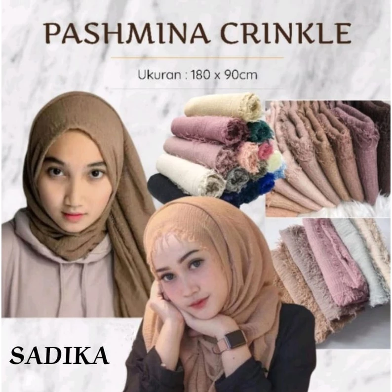 Hijab Pashmina Lecek / Pashmina Crinkle Premium / Pashmina Polos