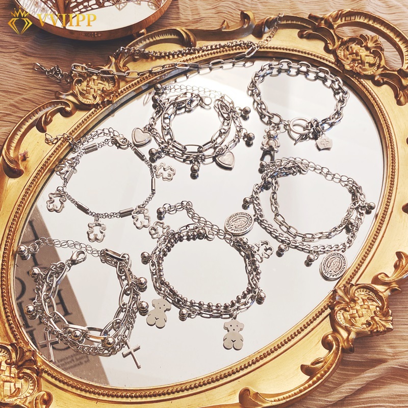 Retro Pearl Multilayer Bracelet Personalized Pendant Couple Bracelets Jewelry Accessories