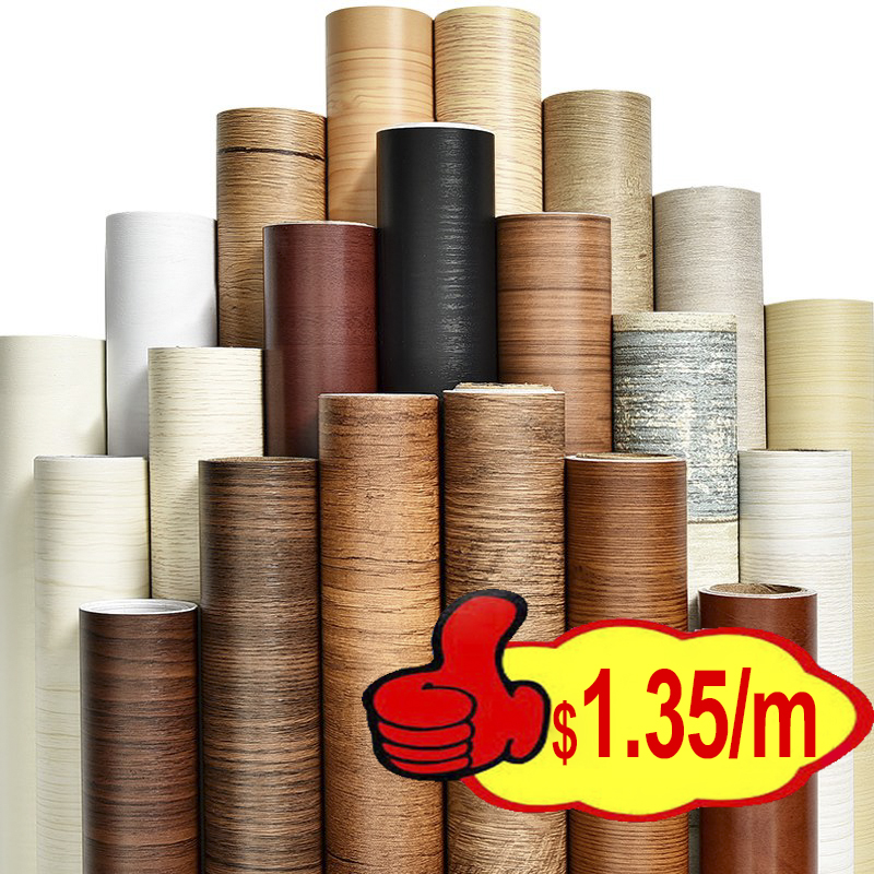PVC Wood Grain Wallpaper Self Adhesive for Closet Door Furniture for Home Office Decor Wall Sticker