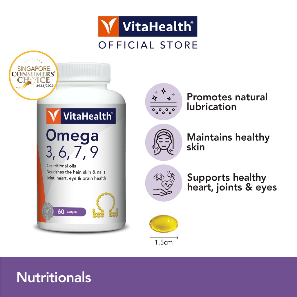 Omega 3,6,7,9 60s  [EXP 03-2025] - Supports healthy skin and relieves mouth, eyes, vaginal dryness