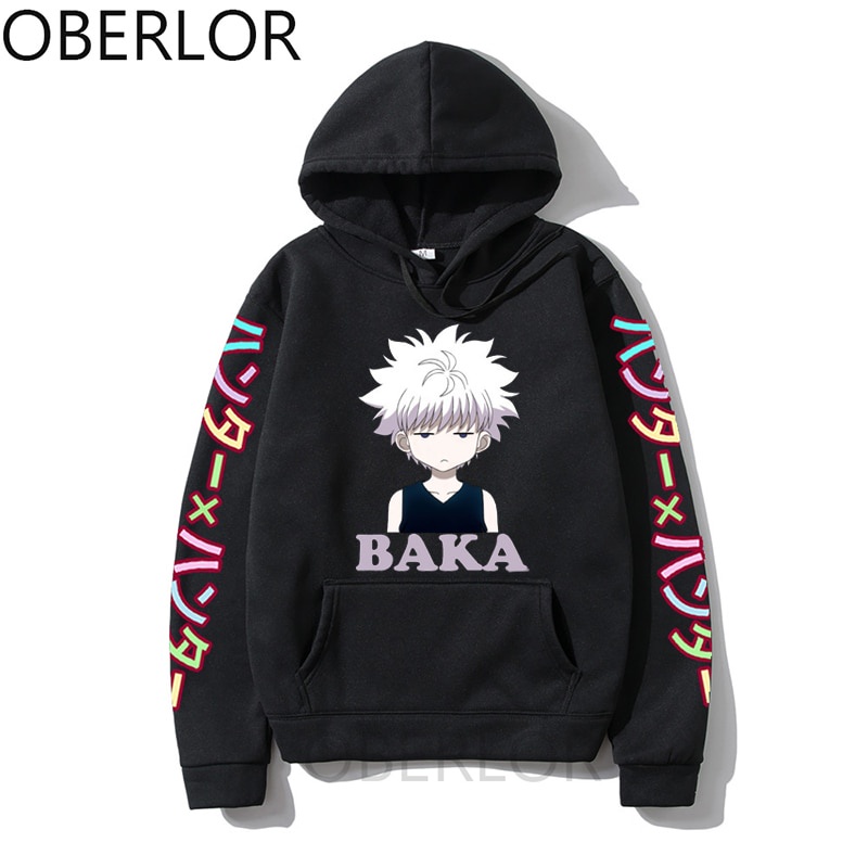 Hunter X Hunter Hoodies Killua Zoldyck Baka Classic Comic Long Sleeves Classic Anime Japan Clothing