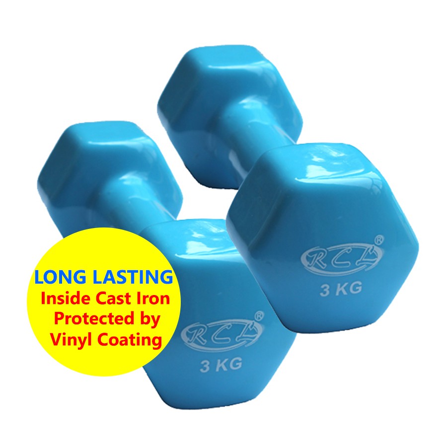 RCL Dumbbell ( 3kg x 2) Vinyl Coated Cast Iron DBNP703 Dumbell for ...