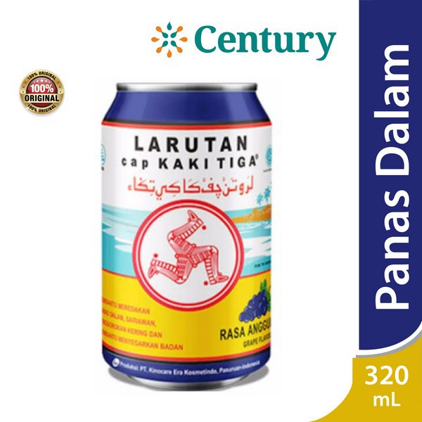 LARUTAN PENYEGAR CAP KAKI TIGA KALENG RASA ANGGUR 320 ml / Panas Dalam Radang Tenggorokan / Sariawan