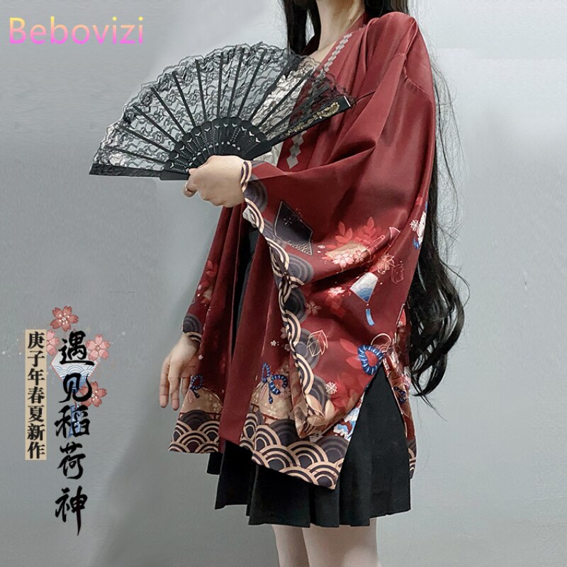 Red floral hot sale kimono cardigan