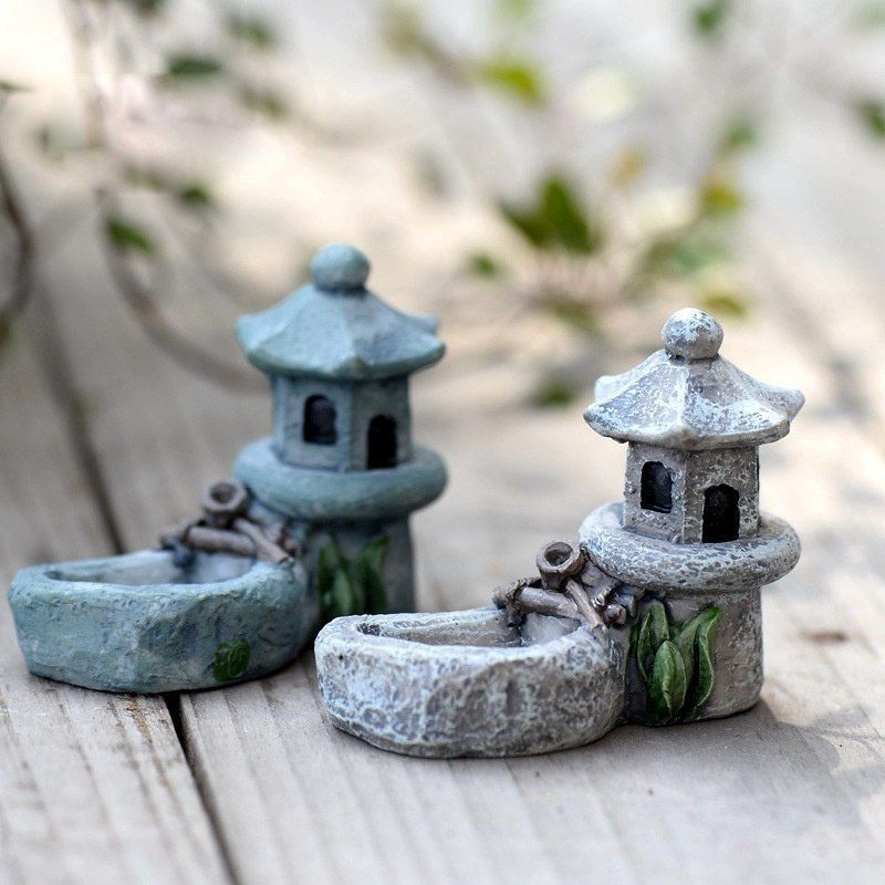 Mini water tower resin miniature fairy garden moss terrarium | Shopee ...