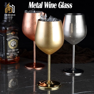 Stainless Steel Wine Glass 500ml Single-layer Unbreakable Stemmed Cocktail  Goblet, Copper Plating