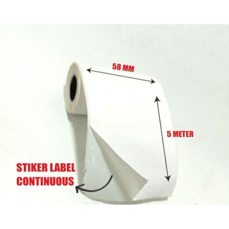 Thermal sticker printer label 58 x 5 meters continuous sticker label ...