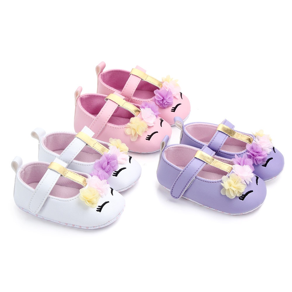 2021 Baby Shoes Cute Unicorn Flower Cotton Non lsip Shoes First