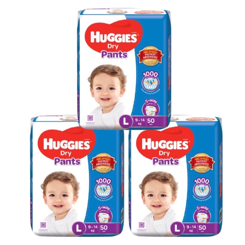 HUGGIES DRY PANTS (S66,M58, L48, XL40, XXL32) X Packs Shopee
