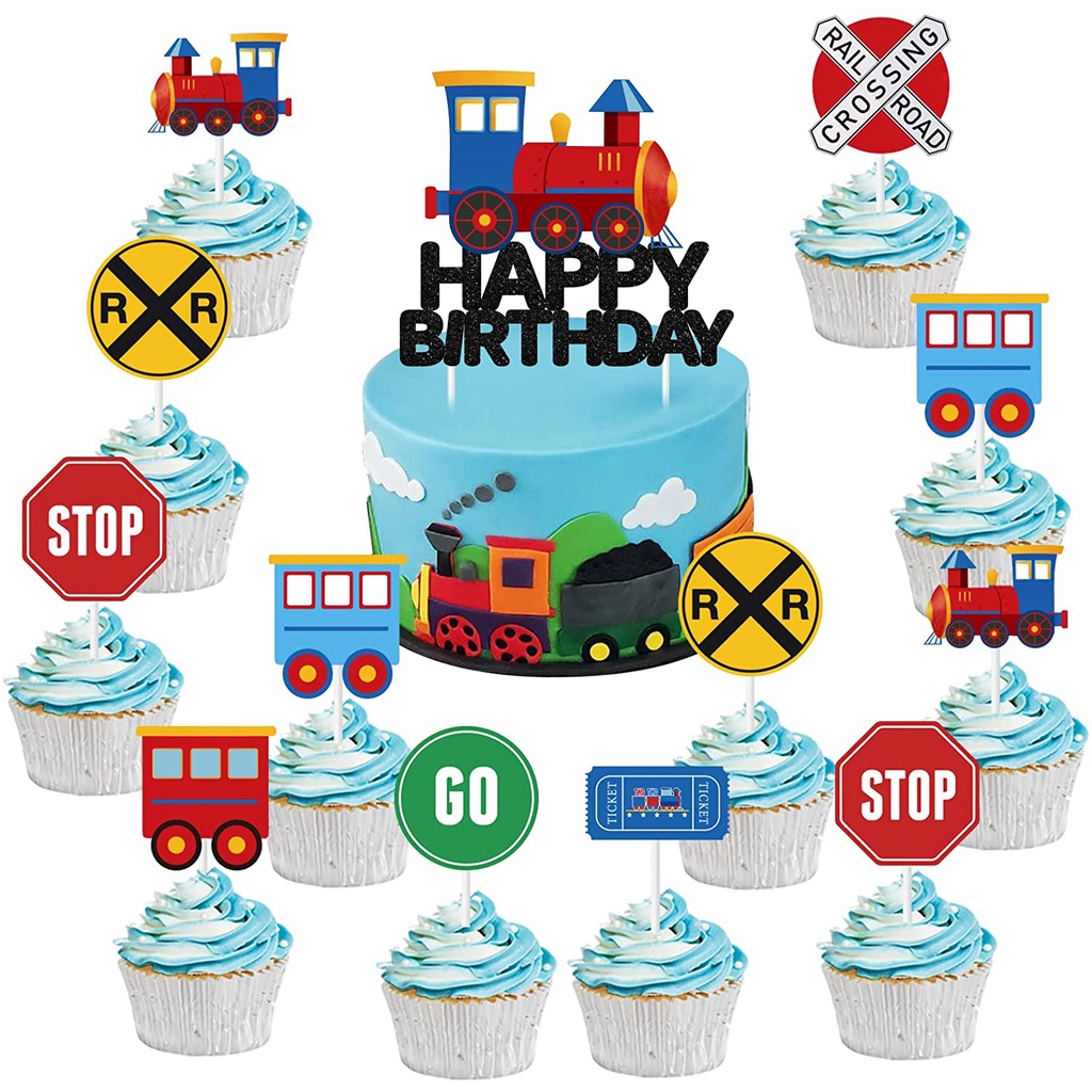 36 Stück Eisenbahn-Cupcake-Topper - Deko Für Zug-Partys, Geburtstag & Baby-Shower