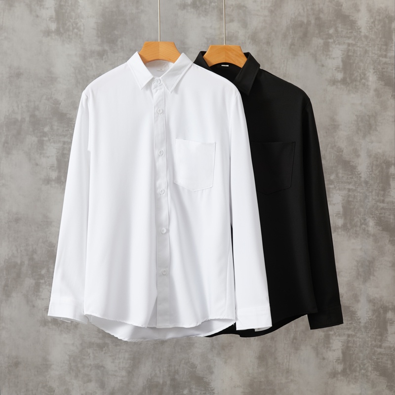 Business casual long-sleeved shirts, high-quality men's loose large size shirts, men's and women's POLO shirts, men's and women's office and social professional wear, Korean fashion men's clothing