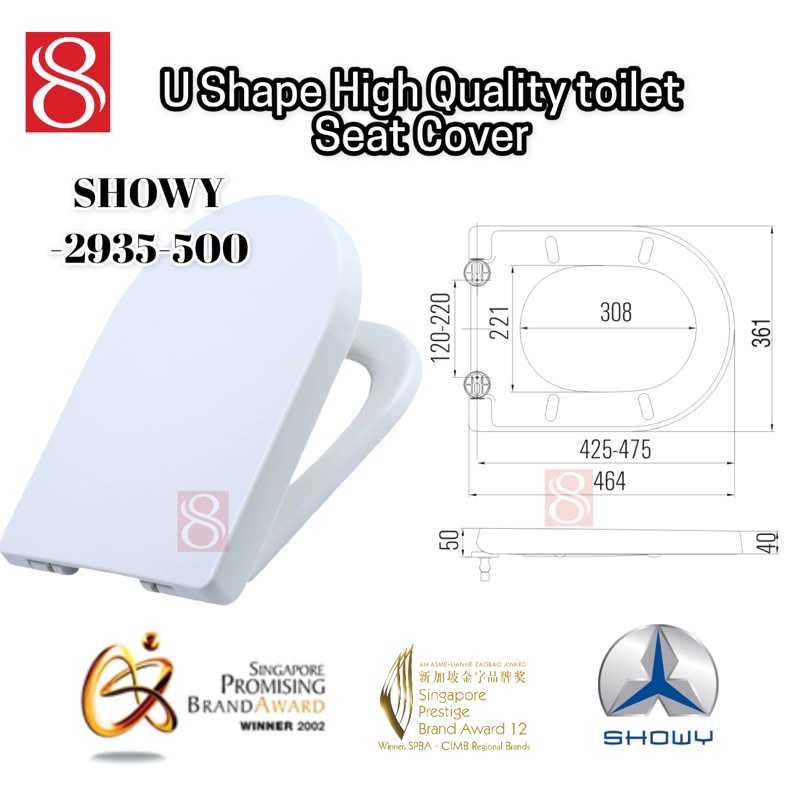 SHOWY High quality U shape Soft closing toilet seat cover Shopee