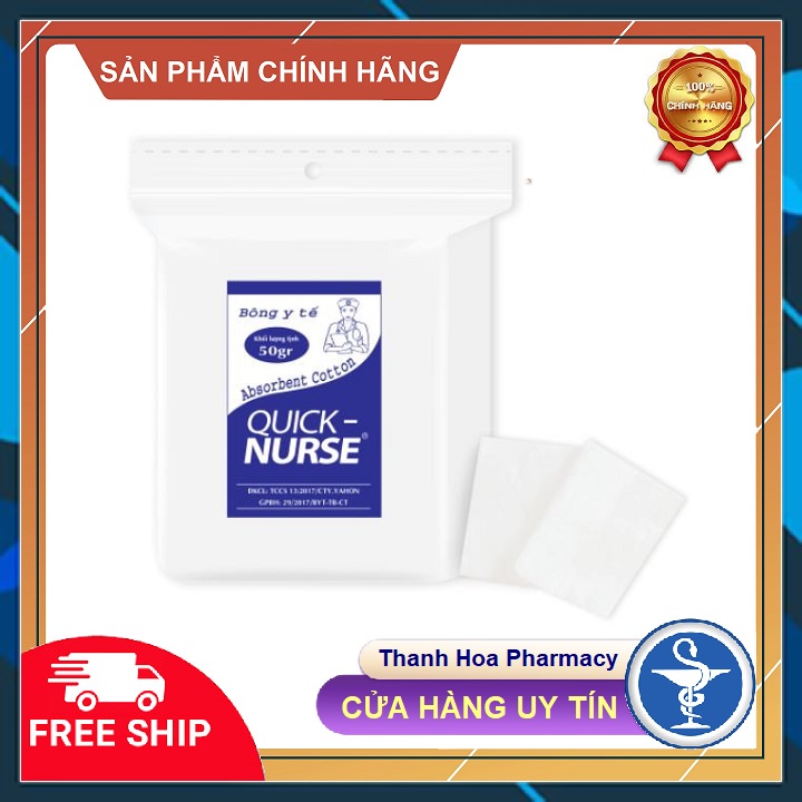 Quick NURSE 6x6 pre-cut cotton pads 50g high quality medical cotton ...