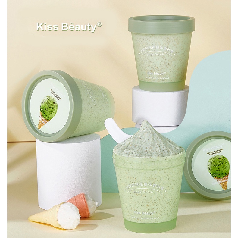 Kiss Beauty Ice Cream Matcha Body Scrub 200g Exfoliating Brightening