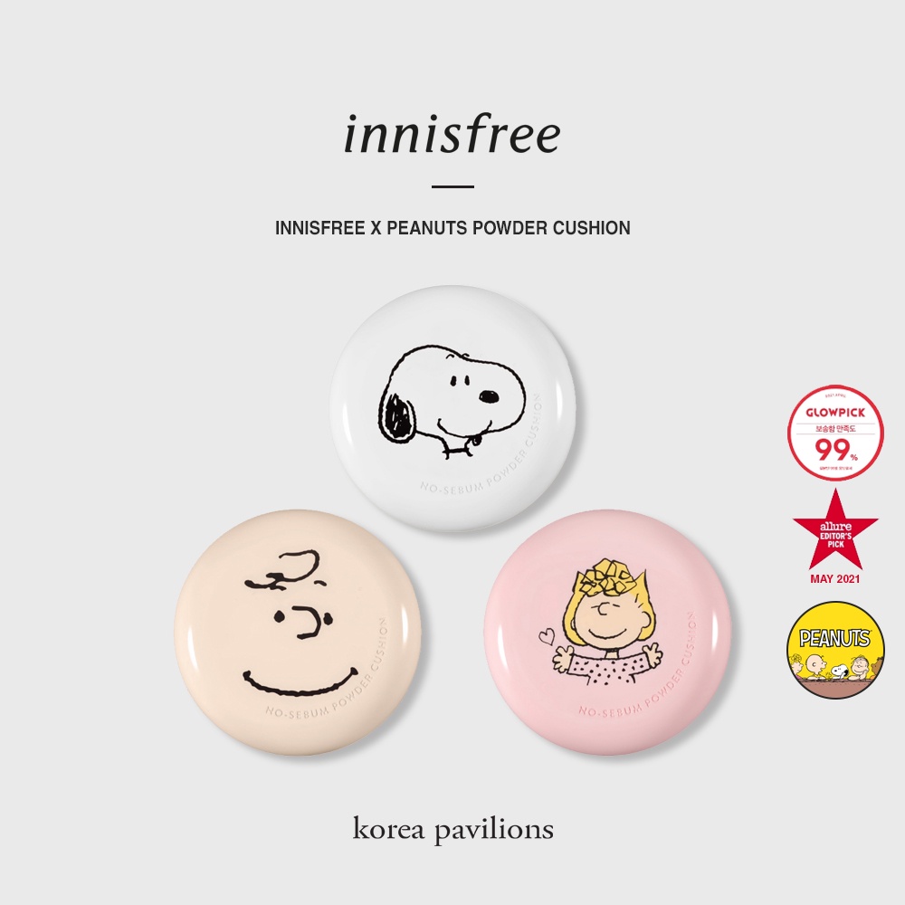 [Innisfree] No Sebum Powder Cushion X Peanuts Features Snoopy and