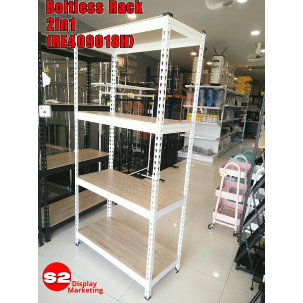 BOLTLESS RACK 4LEVEL RE409018H(WHITE)-RAK PENYIMPANAN/RAK STOR/RAK ...