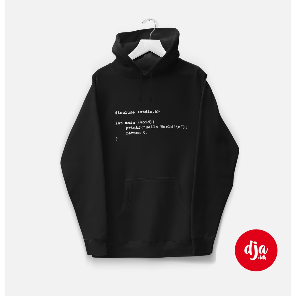 SWEATER HOODIE CODE PROGRAMMER HELLO WORLD CODING C++ NOTEPAD++ ...