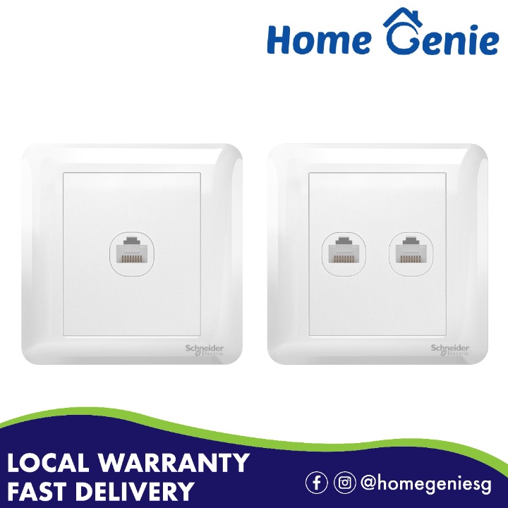 Schneider Affle Plus 1/2 Gang Category 5E Data Socket, White | Shopee ...