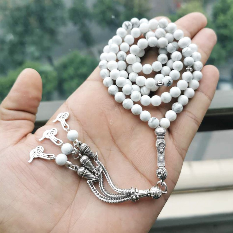 Tasbih natural White turquoise 6mm 99 Prayer beads muslim bracelet