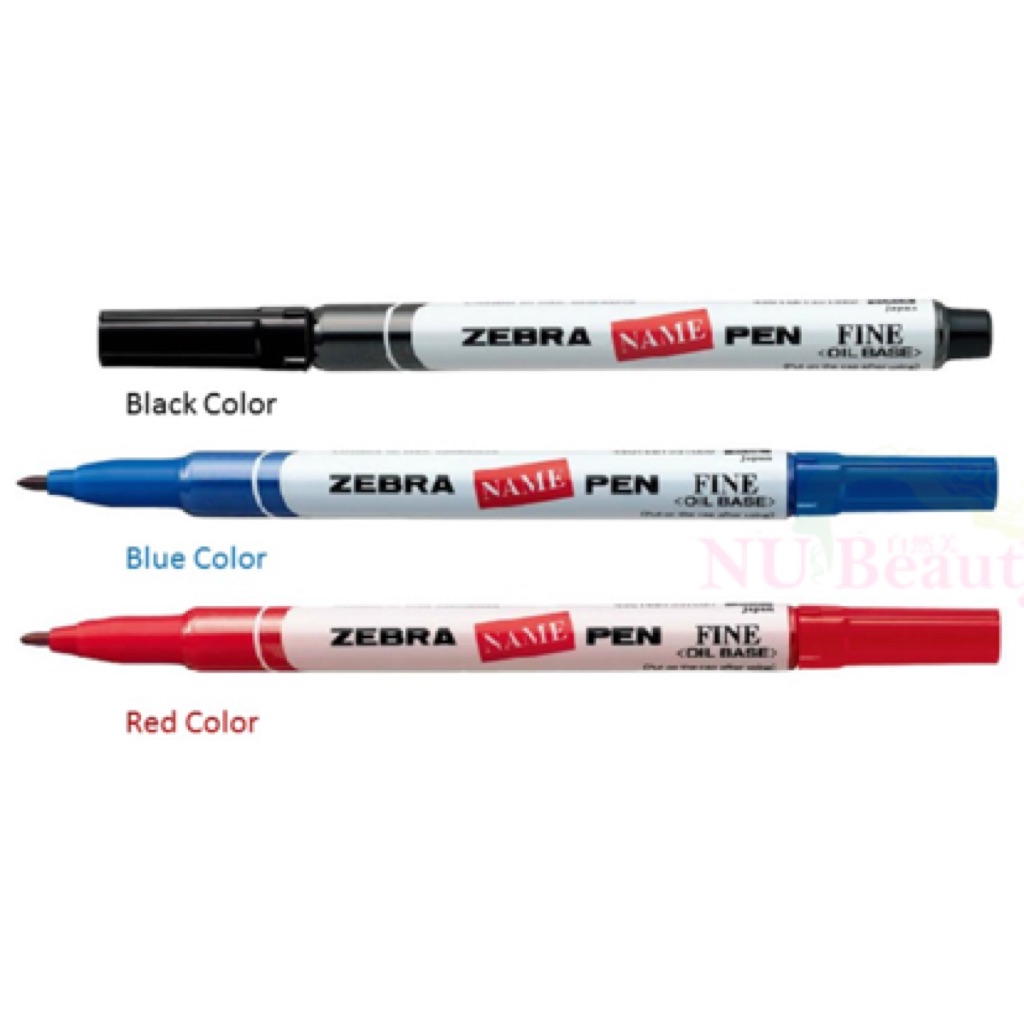 3pcs Zebra Name Pen 1.0mm1.5mm Permanent Marker Oil Dye Black Blue