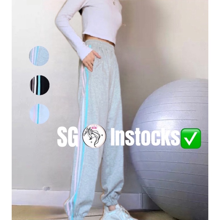 (SG Instocks) Ladies  Caus Trackpants/ Jogger Pants with MULTI SIDE COLORS DESIGN