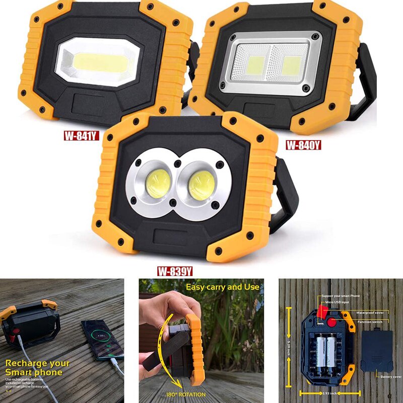 200W Portable LED Work Lights COB Work Light LED Flood Light Led Job Site Work Light