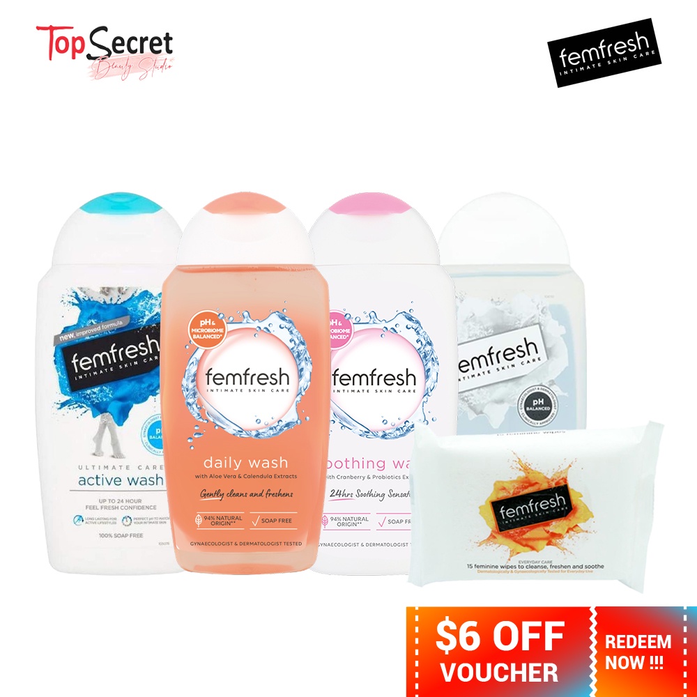 Value Bundle!! Femfresh Feminine Intimate Wash 250ml / Intimate Wipes