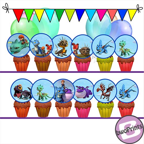 Dragons Rescue Riders Cupcake Topper Birthday Theme Party Baby Shower ...