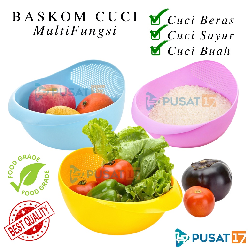 WADAH CUCI BERAS / BASKOM CUCI BERAS SAYUR BUAH ALAT CUCI BERAS DAN SAYURAN SERBAGUNA SARINGAN BERAS