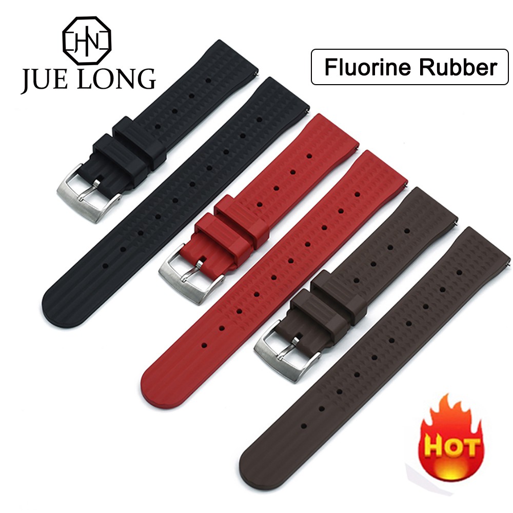 Fluoro Rubber Waffle Strap Quick Release Watchbands 20mm 22mm