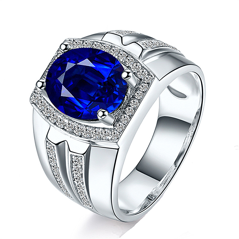 Mens diamond sapphire wedding on sale band