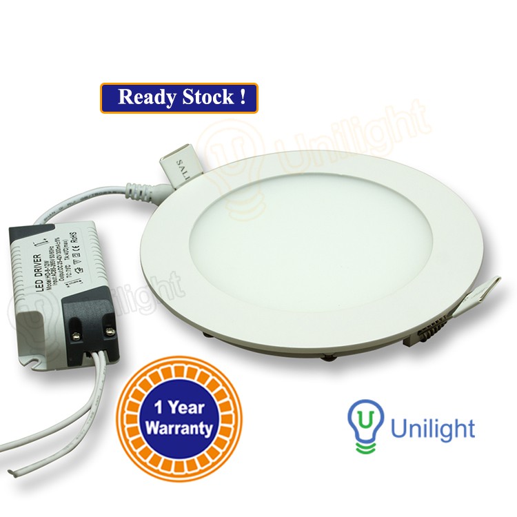 LED Round 6 inch 12W PanelLight Downlight Ceiling Light Lamp White Warm White Shopee Singapore