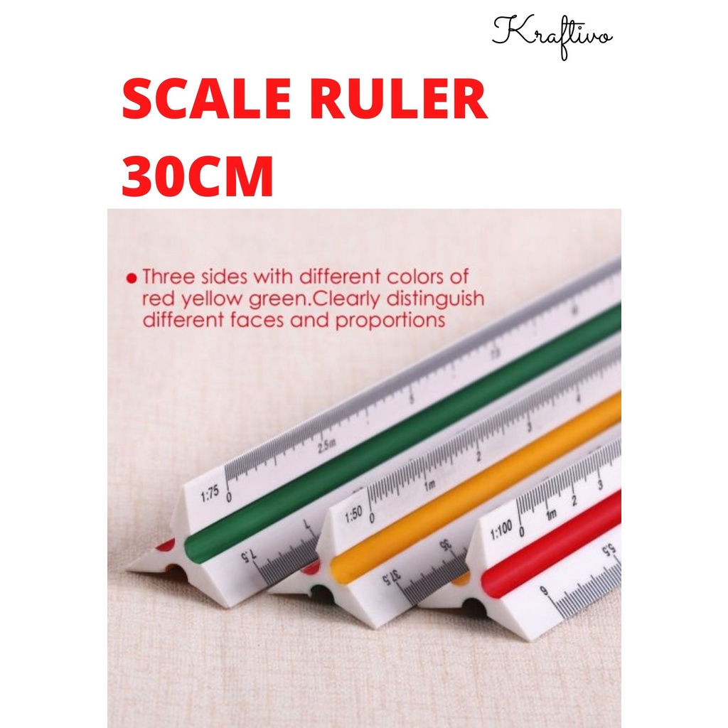 [ SCALE RULER ] Triangle Scale Architect Engineer Technical Ruler 12 ...