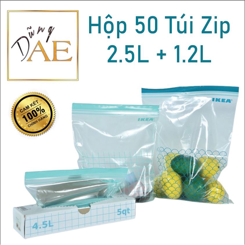 Box of 50 Genuine IKEA ISTAD Premium Zip Lock Food Bags (2,5L + 1,2L ...