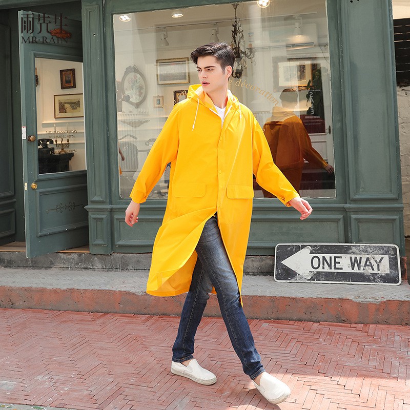 Heavy-Duty Waterproof PVC Mens Raincoat - Durable - Yellow - X