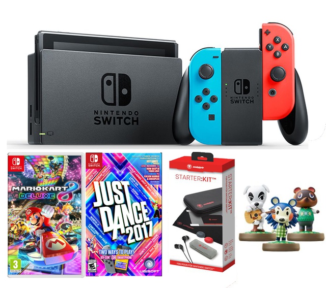 Nintendo Switch Console Bundle + 2 Games + Accessories Pack Shopee