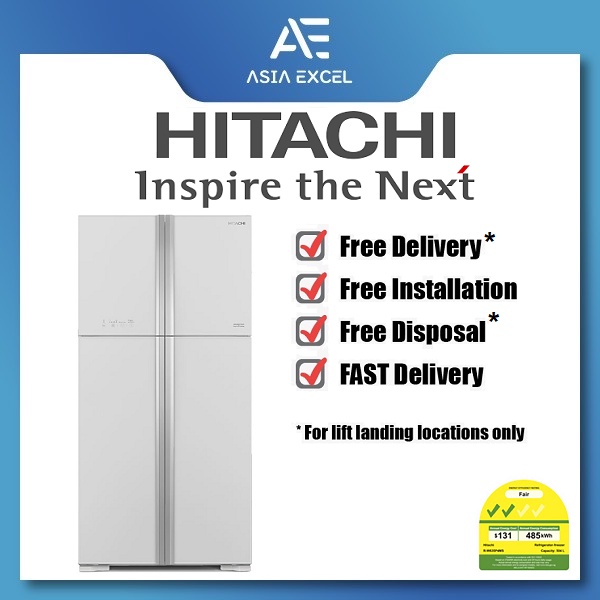 HITACHI R-W635P4MS 509L GLASS BLACK MULTI-DOOR REFRIGERATOR