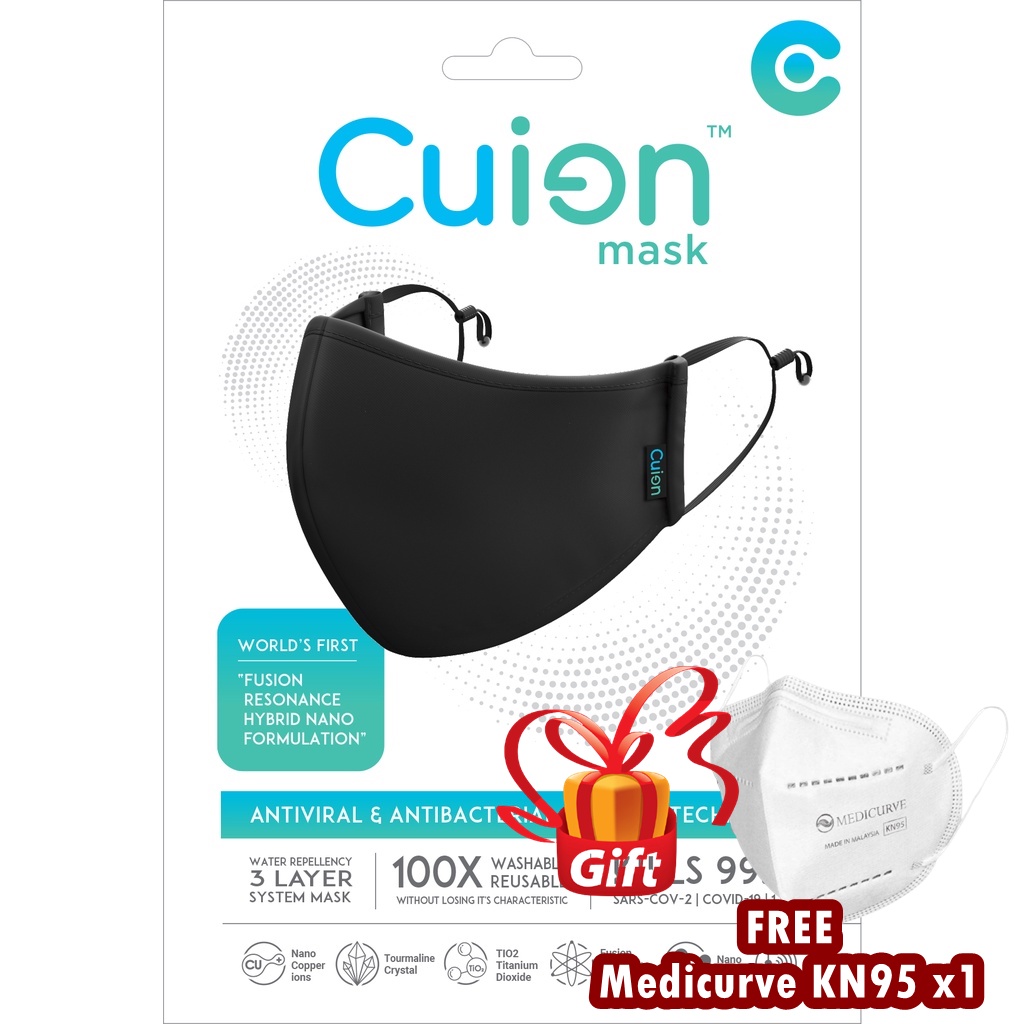 NEW Cuion Mask Adult Antibacterial 3ply (1 pcs) Washable Reusable ...