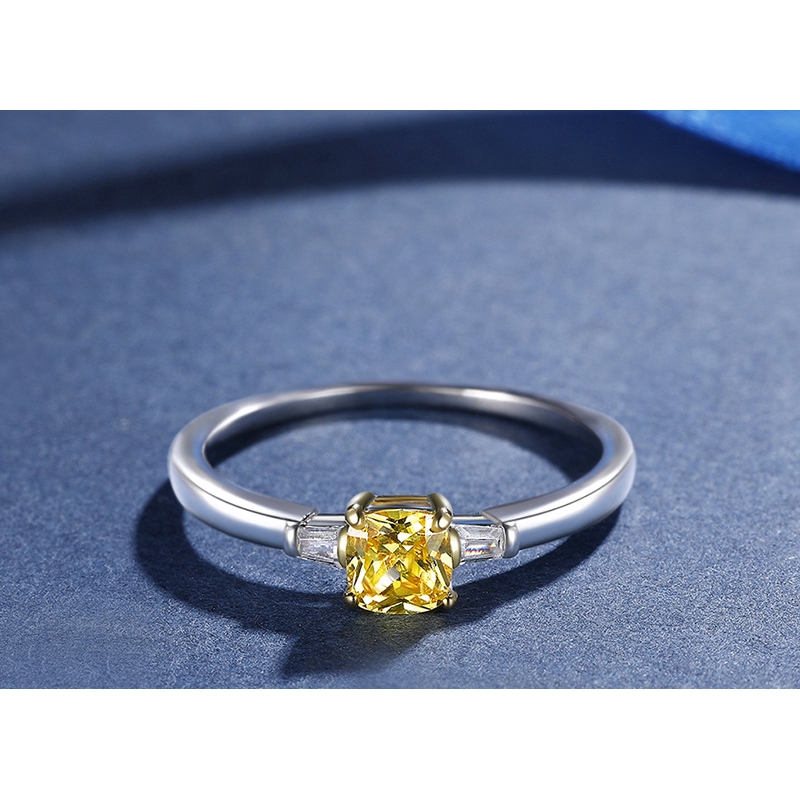 Women's hotsell S925 Silver Inlaid Natural Topaz Yellow Diamond Open Ring