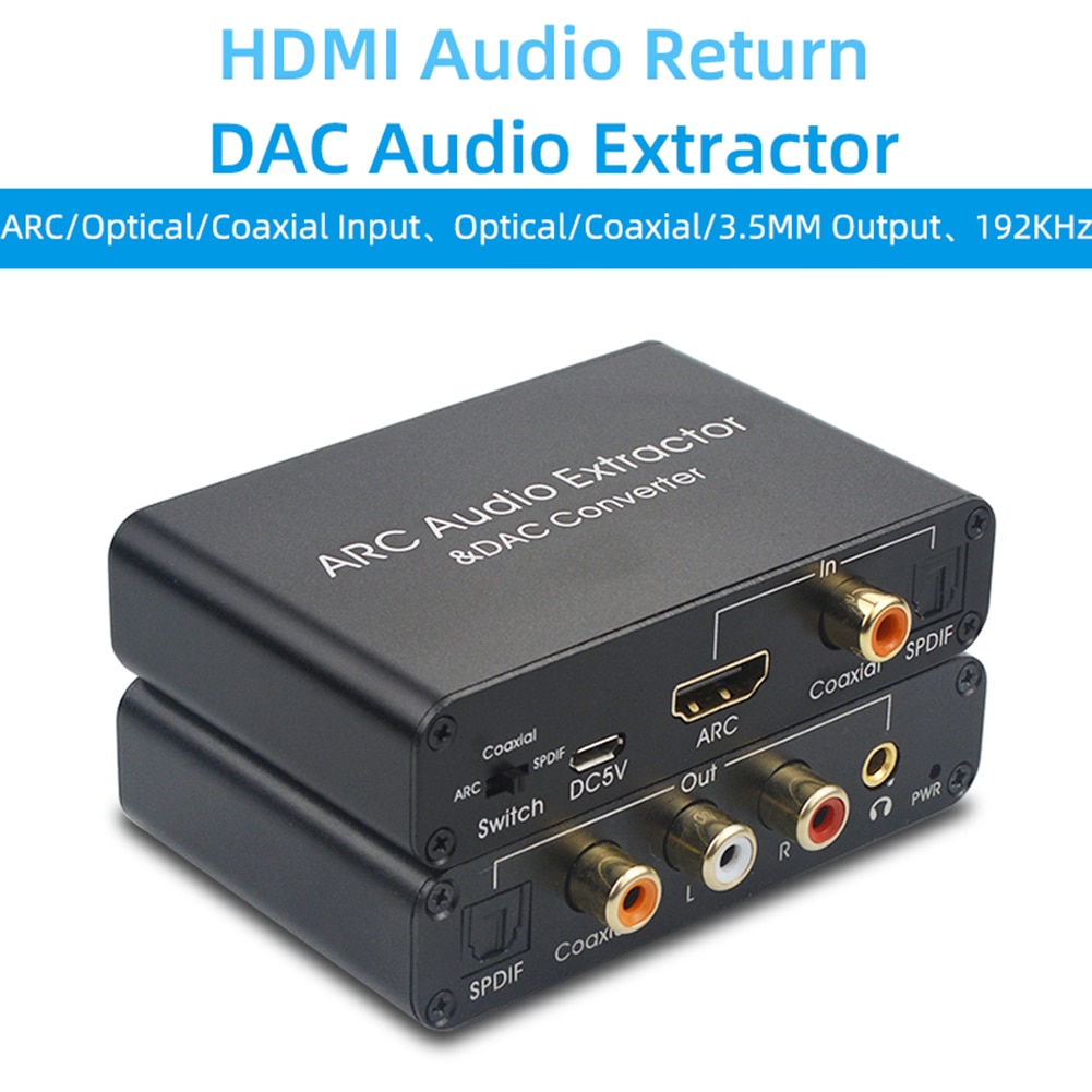 192KHz Aluminum ARC Audio Adapter HDMI Audio Extractor Digital to Analog Audio Converter DAC SPDIF Coaxial RCA 3.5mm Jack Output Shopee Singapore