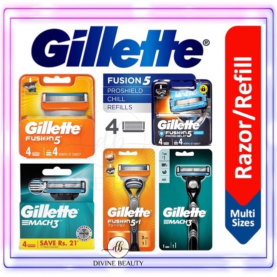 Gillette Fusion 5 Razor Shaver Refill Cartridges Fusion5 Proshield