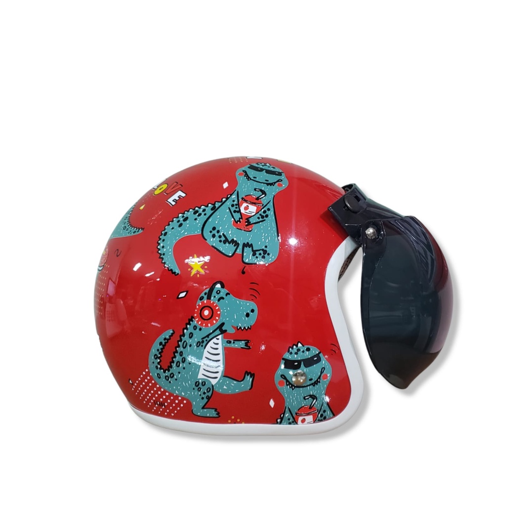 Helm bogo/helm anak SNI motif dino lucu+ kaca(3-6 thn) - Gambar 2