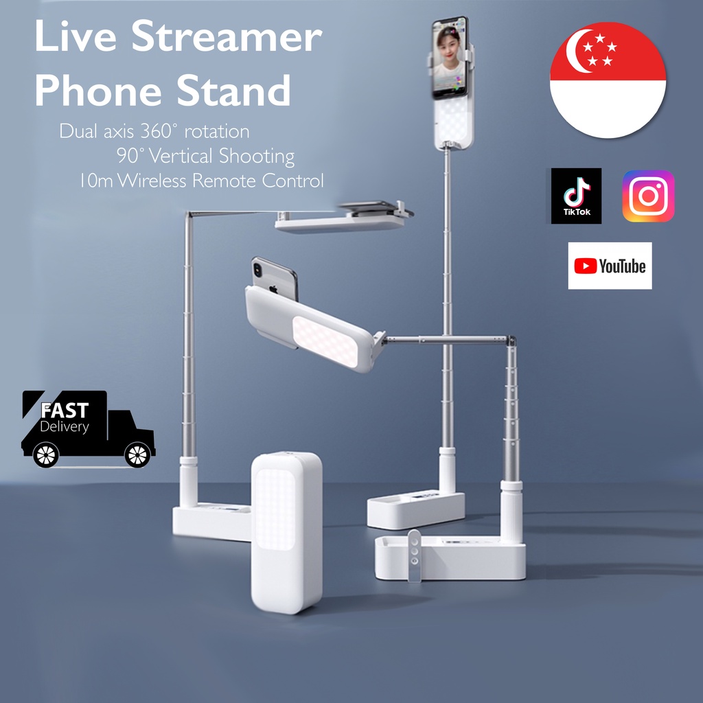 [SG Local Seller] Tiktok Live Streamer Foldable Stand Holder for Mobile Phone for Video Recording and Live Broadcasting