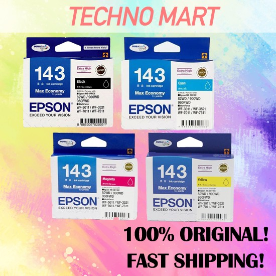 [Local Stock] Original Epson 143 T143 Black Cyan Magenta Yellow for ...