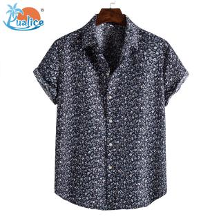 Mens floral printing ethnic style cotton hot sale shirts short sleeve loose casual shirt tops