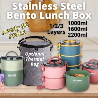 1pc 900ml Portable 304 Stainless Steel Lunch Box With Cutlery And Bag,  Travel Soup Bowl With Lid For Adults And Students