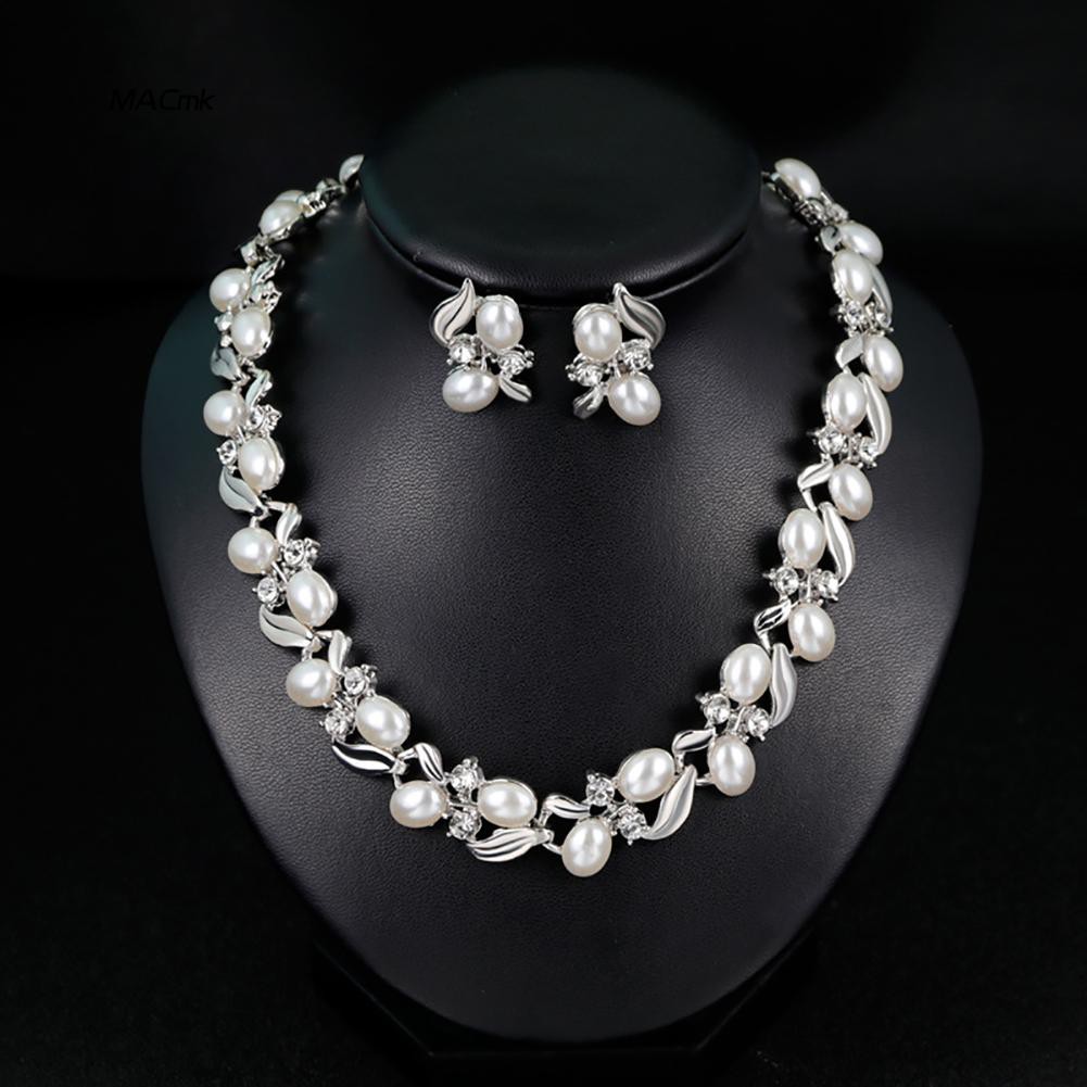 White pearl necklace sale and earring sets