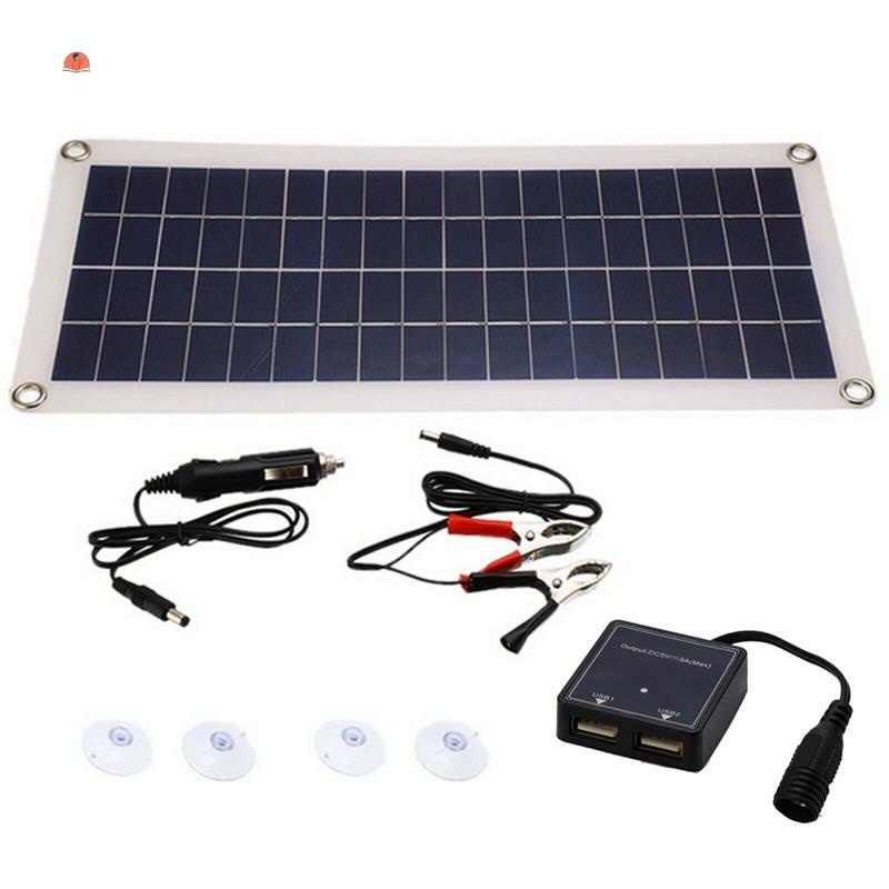 1X300W 12V Dual USB/DC Flexible Solar Panel Efficient Car Battery ...