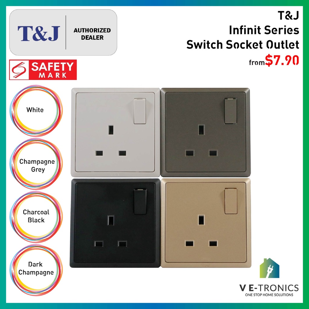 T&J Infinit Series Switch Socket Single Outlet | Shopee Singapore
