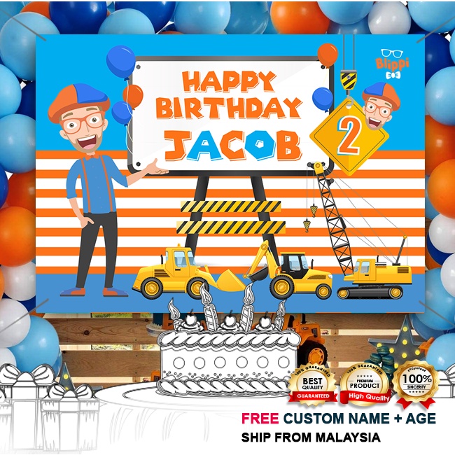 Birthday Banner/Birthday Backdrop/Anniversary - Blippi | Shopee Singapore